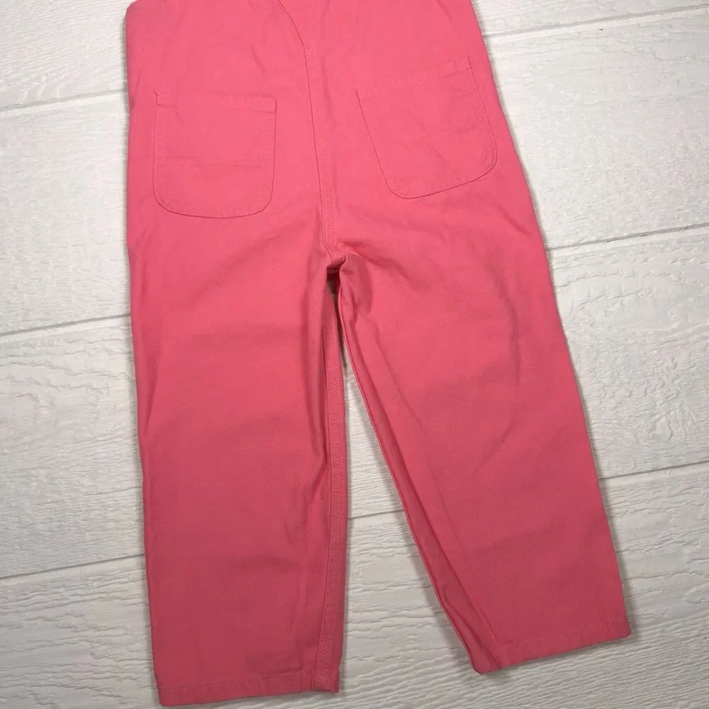 Carhartt Girls Loose Fit Canvas Bib Overalls Pink Lemonade 3T Workwear Kids - Picture 8 of 12